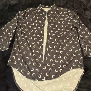 Black Moon Pattern Button-Up Shirt